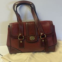 COACH Hampton Red Leather Handbag Tote Shoulder Bag Mini Boston