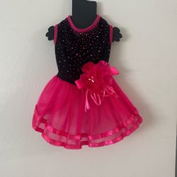 Pink/Black Dog Dress with Rhinestones