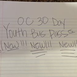 Youth Bus 30 Day Pass 