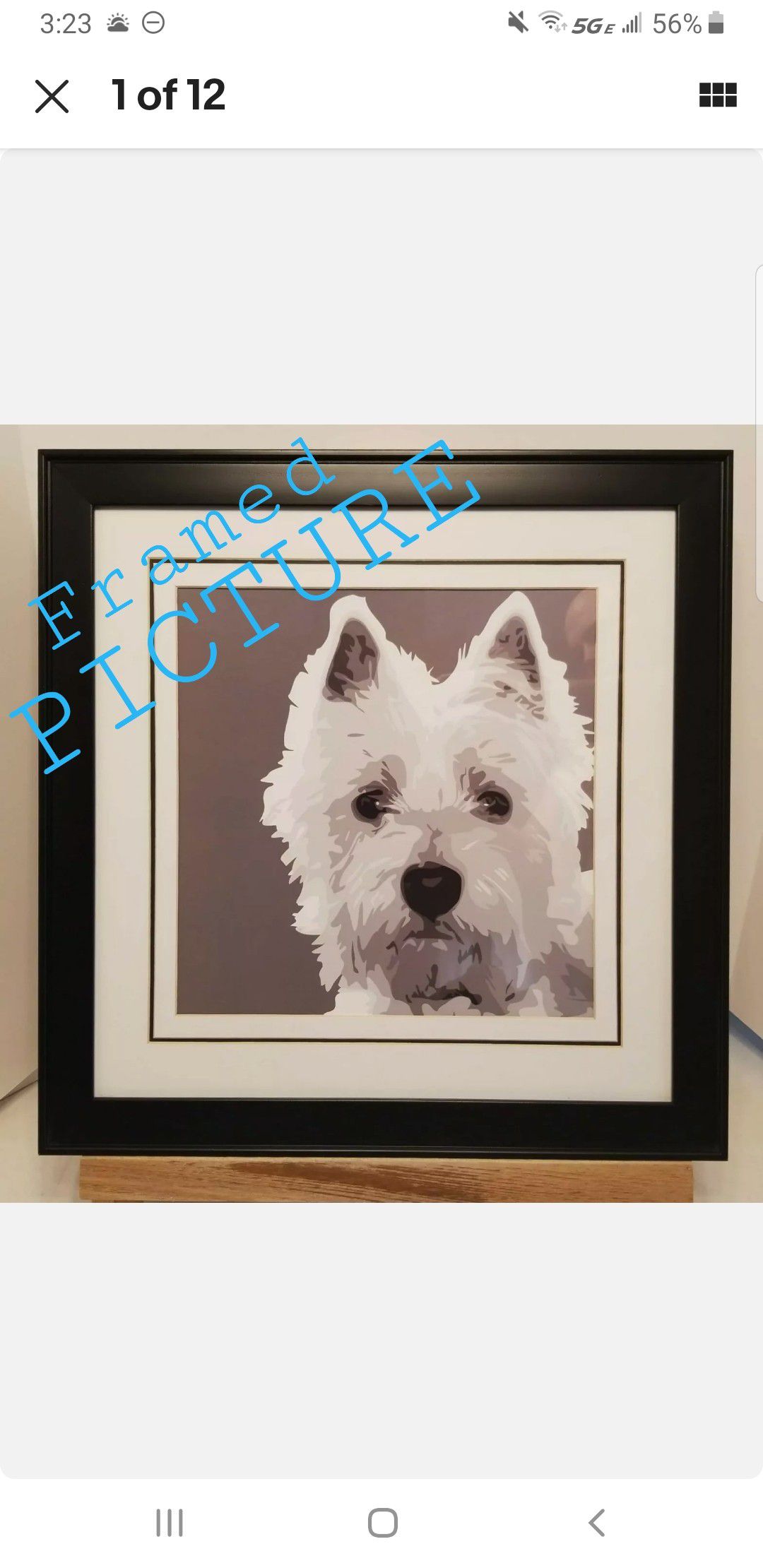 Home Decor Framed Art Westie Terrier Dog Lithograph Print Wooden Frame Glass Christmas Gift Present