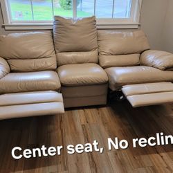 Make an Offer! Wall Hugging Leather Sofa