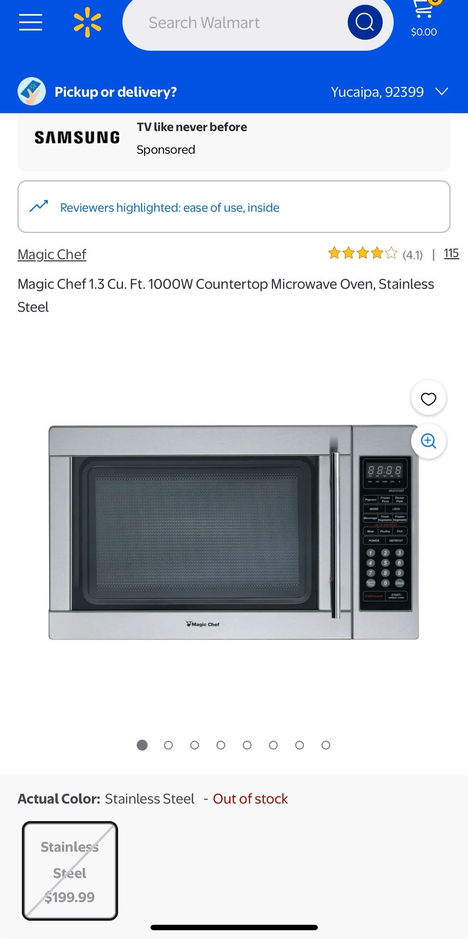 Magic Chef SS  1.3 Cu Ft Microwave