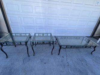 Iron Glass Living Room Table Set