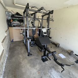 Vesta Fitness Smith Machine 2001 w/Bench Attachment | 230lb Bumpers Weights | 7ft Olympic Bar | Fitness | Gym Equipment | FREE DELIVERY🚚 