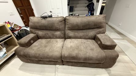 Brown Microfiber Power Recliner 2 seat Sofa Couch