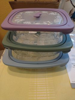 Princess House juego de 3 recipientes de 8 tazas 6 tazas y3.5 tazas