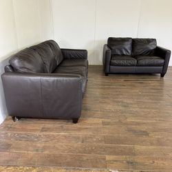 Natuzzi Leather Couch And Loveseat Sofa Set **ALL NYC DELIVERY**