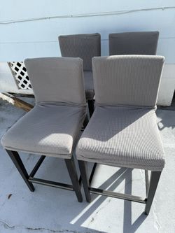 4 Black wood Ikea Bar stools 26” seat height