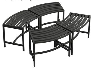 4 Piece Curved Fire Pit Bench Set