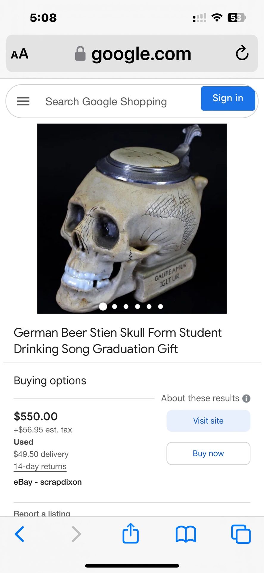 German Beer Stein For Graduation Drinking Song Antique