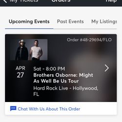 4 Tickets Brothers Osborne Hollywood, FL Sat 4/27