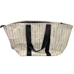 Victoria’s Secret Script Logo Canvas Tote Beige Black New With Tags