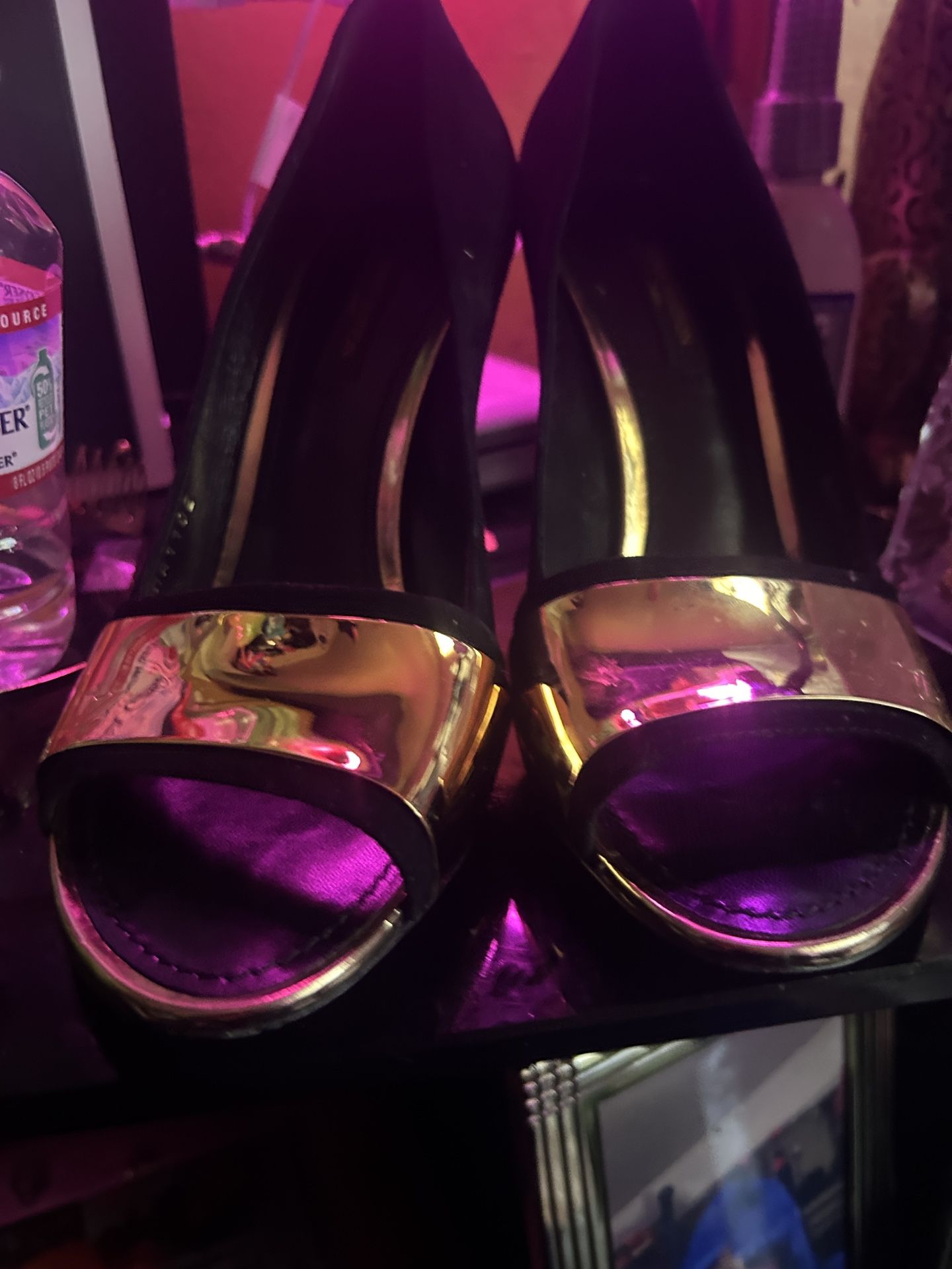 Black And Gold Louis Vuitton Heels, Gold Heel