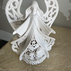 New Ceramic Lighted Angel In The Box