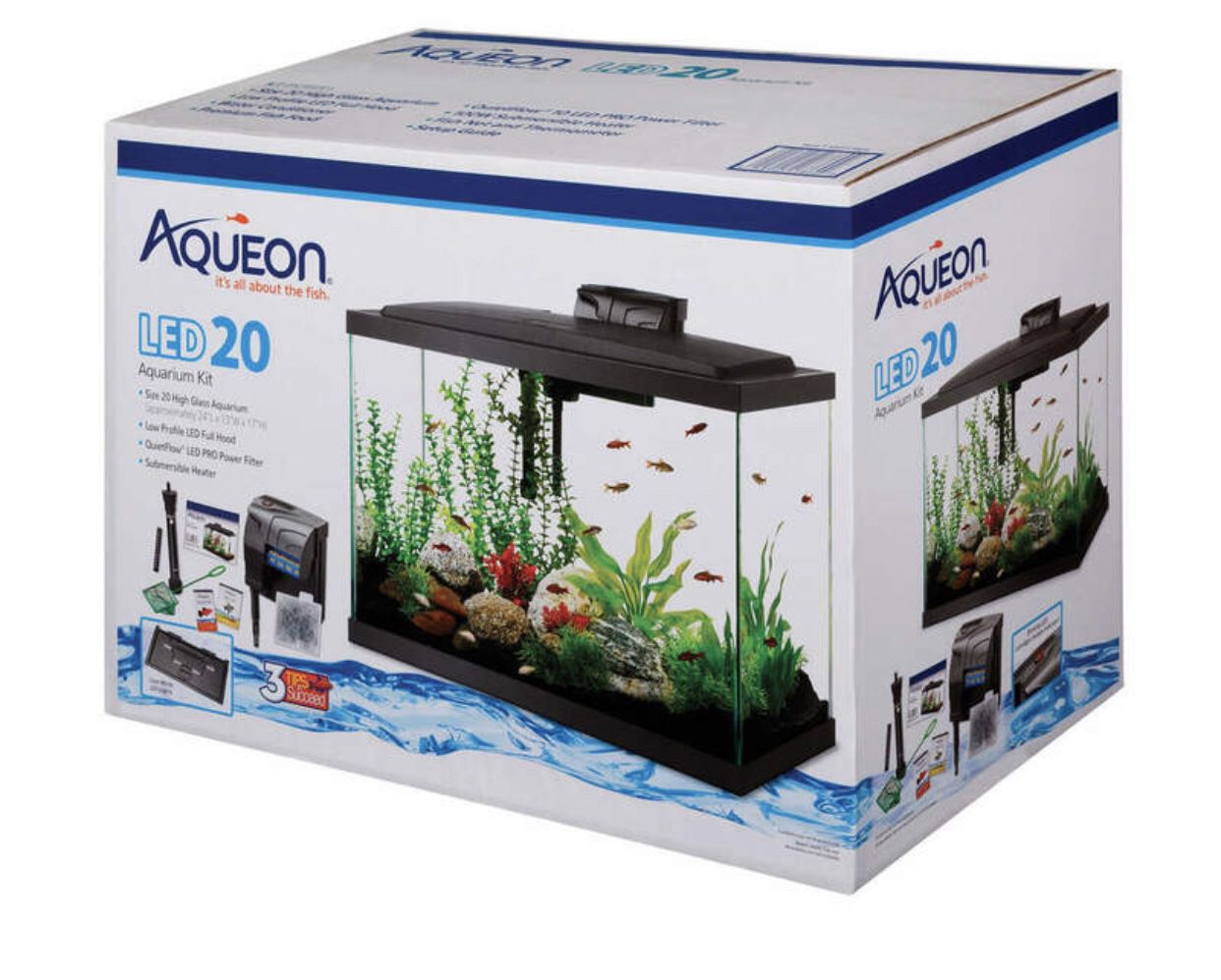 Aqueon LED 20-Gallon Aquarium Kit- (Filter Media & Fish Net NOT INCLUDED)