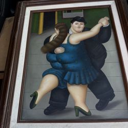 Hand Painted - The Dancers - Botero Reproduction 