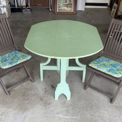 Table & Chairs Indoor Outdoor Vintage Wooden Furniture 