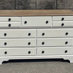 vintage 9 drawer white dresser 