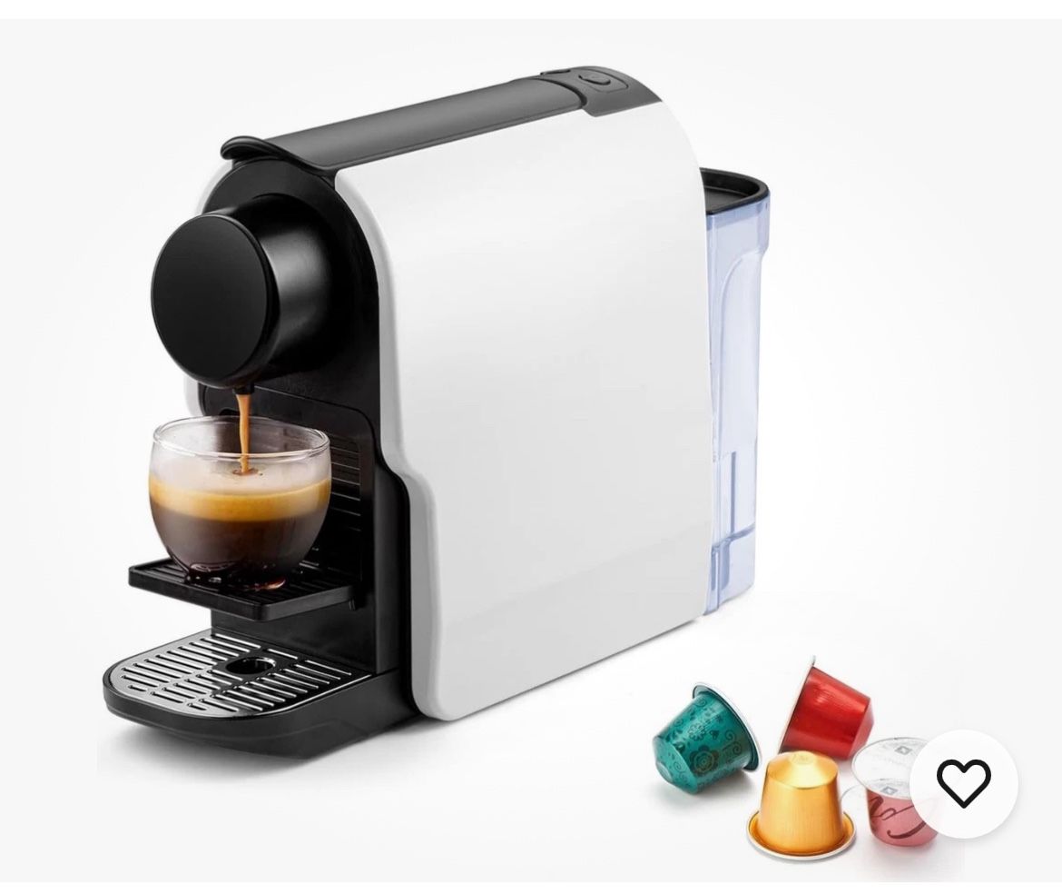Espresso Pod Machine for Home, Compact Capsule Coffee Maker White & Black