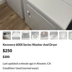 Kenmore 600s Series Washer And Dryer
