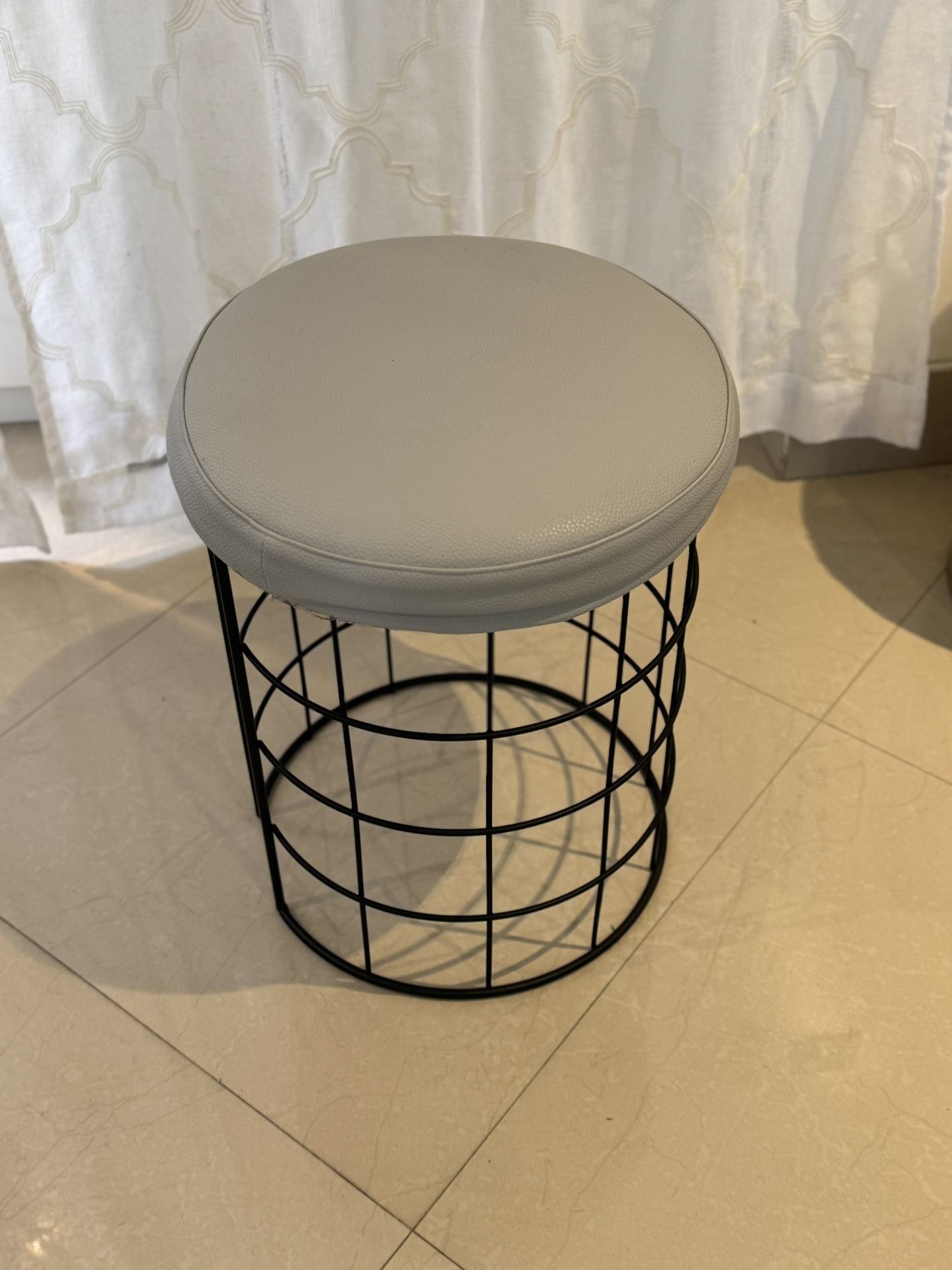 Stool Vanity Ottoman Chair Gray With Black Base