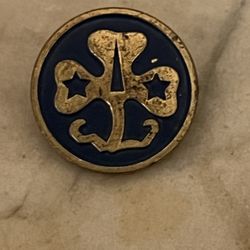 Vintage Girl Scout Blue and Gold Trefoil Pin Girl Scout World Association - GUC
