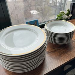 Gold-rimmed Plates and Bowls
