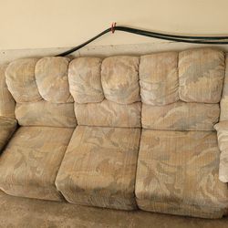 Recliner Couch With Wood Accents