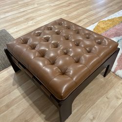 30” Square Faux Leather Ottoman Coffee Table 