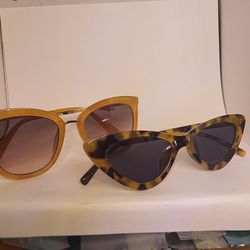 2 Pairs Retro Women's Fashion Sunglasses