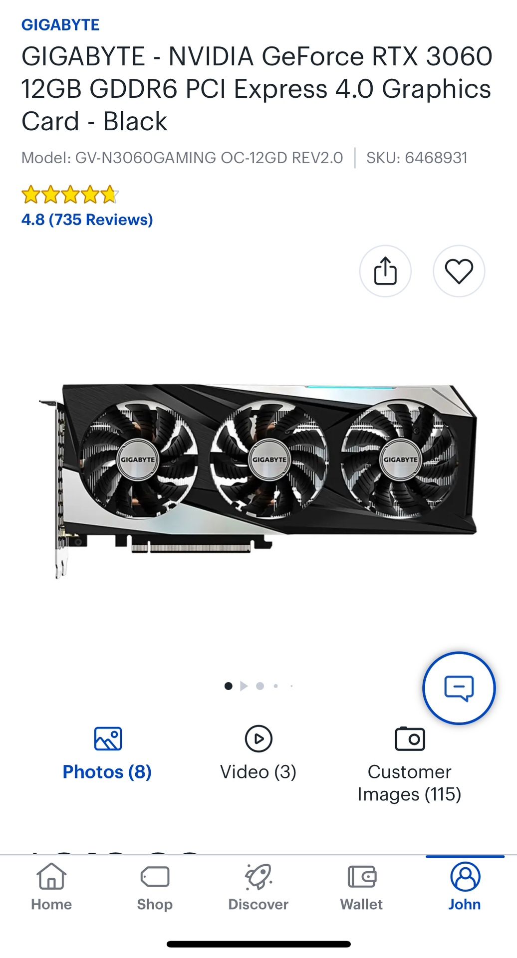 GIGABYTE NVIDIA GeForce RTX 12GB GDDR6 Graphics Card