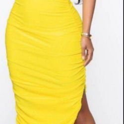 Beautiful Sexy Ruched Maxi Dress - Yellow