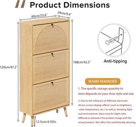 🥨Fsbecl Shoe Storage Cabinet for Entryway with 3 Flip Drawers, Narrow Shoe Organizer with Fluted Panel, Freestanding Wood Hidden Shoe Cabinet for Hal