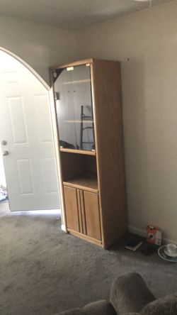 Oak cabinet -  storage or display - nice