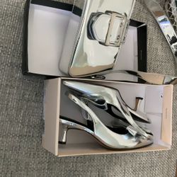 BCBGeneration Women Silver Shoes  and Shoulder Silver Bag