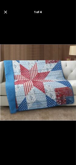Americana Star Printed Quilted Throw blanket New
