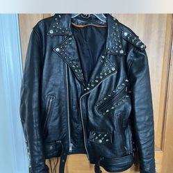 Black Genuine Leather Studded Jacket