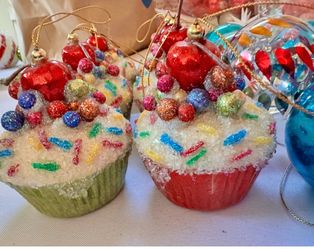 14 Ornaments - Cupcakes, Glass Balls, Gingerbread cookie & Ice Cream Cone