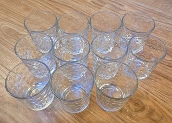Vintage Libbey Glassware Coin Dot Tumblers Glasses Set of 11 weighted bottom 8oz