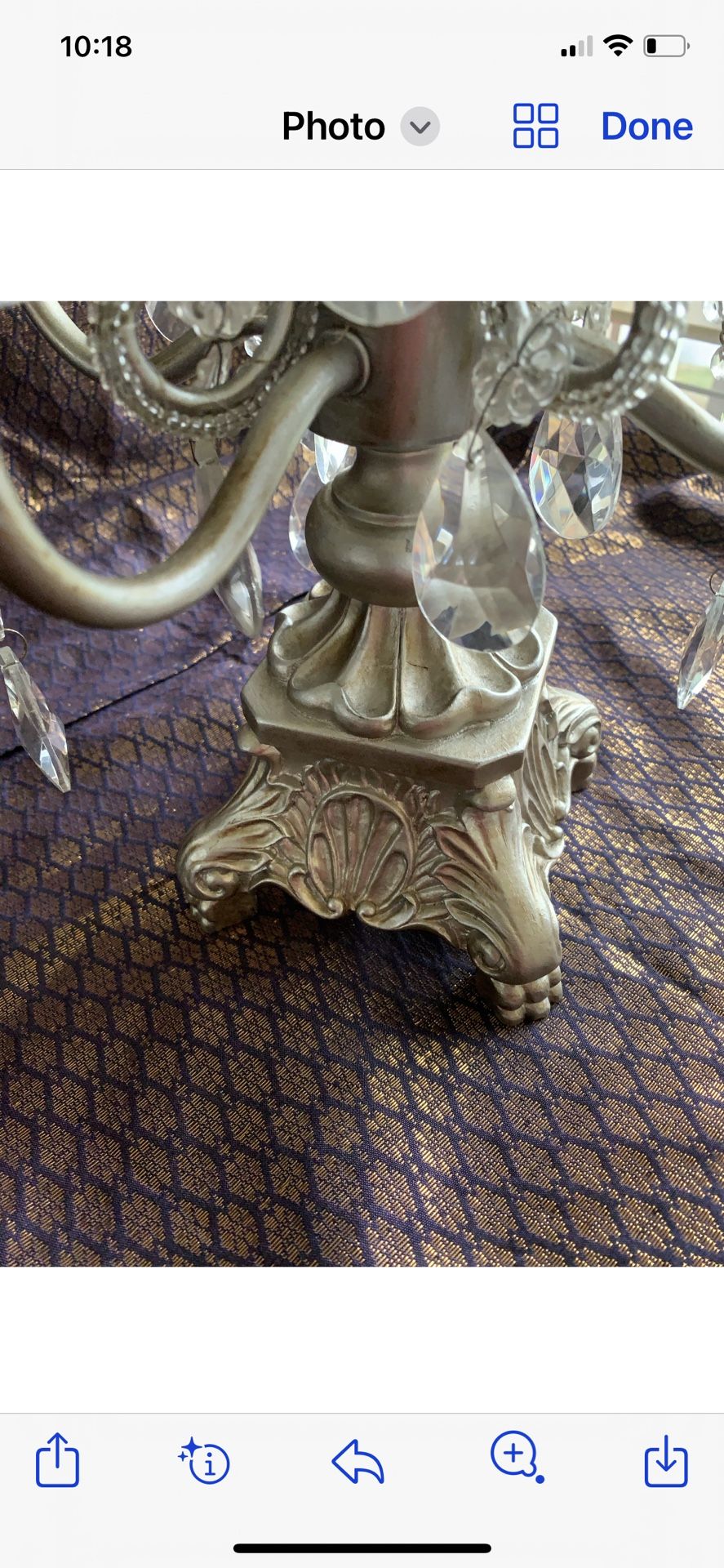 Vintage Four arm crystals candelabra candlestick .