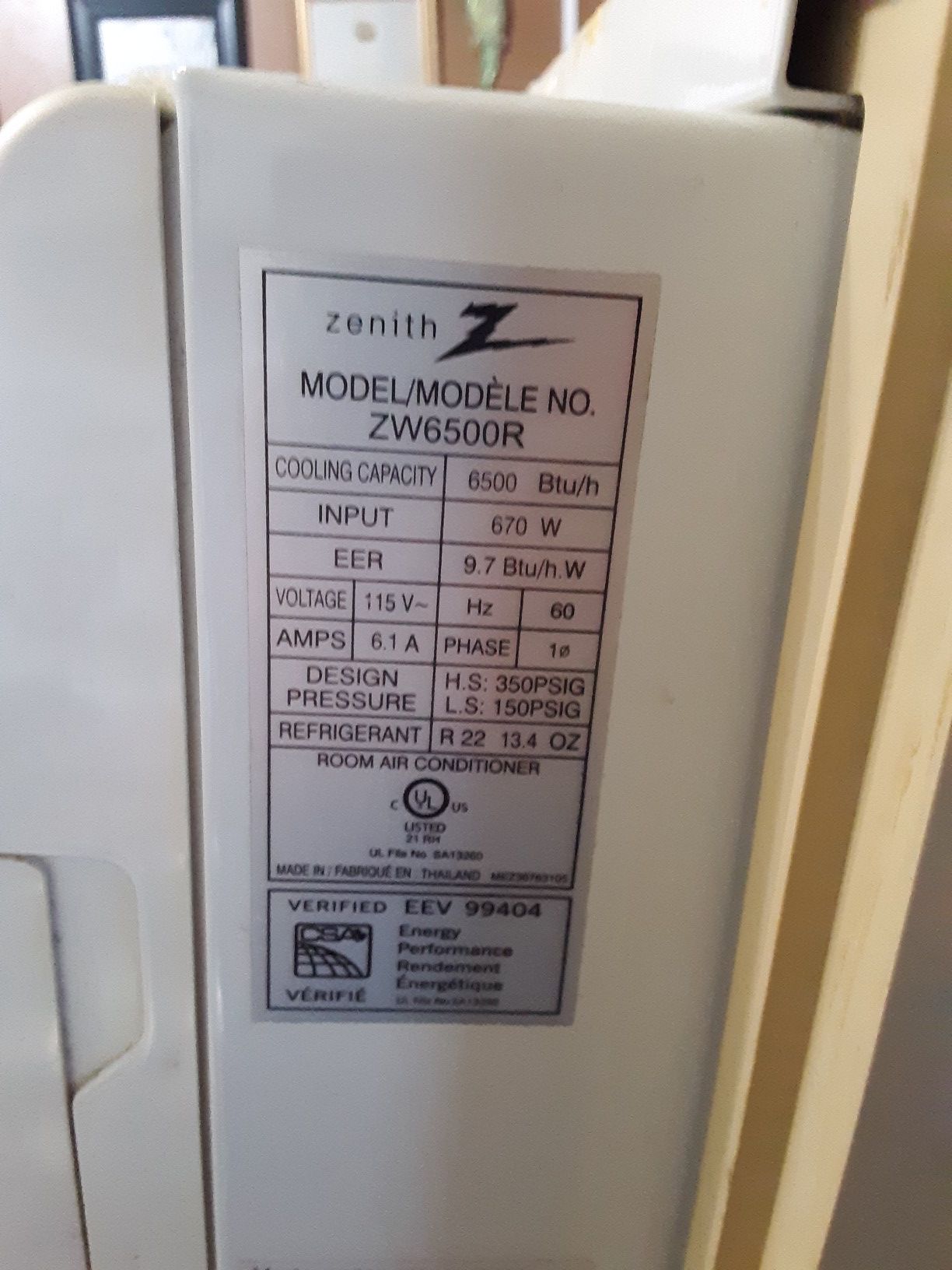 Zenith air conditioner 6500 Btu no Remote for Sale in Benson, NC OfferUp
