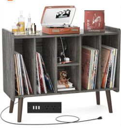 Large turntable stand with vinyl organizer /