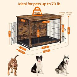 Dog Cage, Dog Kennel Crate House, 70lbs (Large)