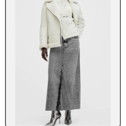 All Saints Noir Denim Maxi Skirt Vintage Black Size US 12