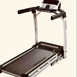 Treadmill, Horizon, auto incline, high end, gym quality, power folding tech, cushion walk, quiet. LED display, professional grade treadmill.