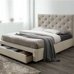 Brand New Beige Underbed Storage Drawer  Full Size Bed Frame 