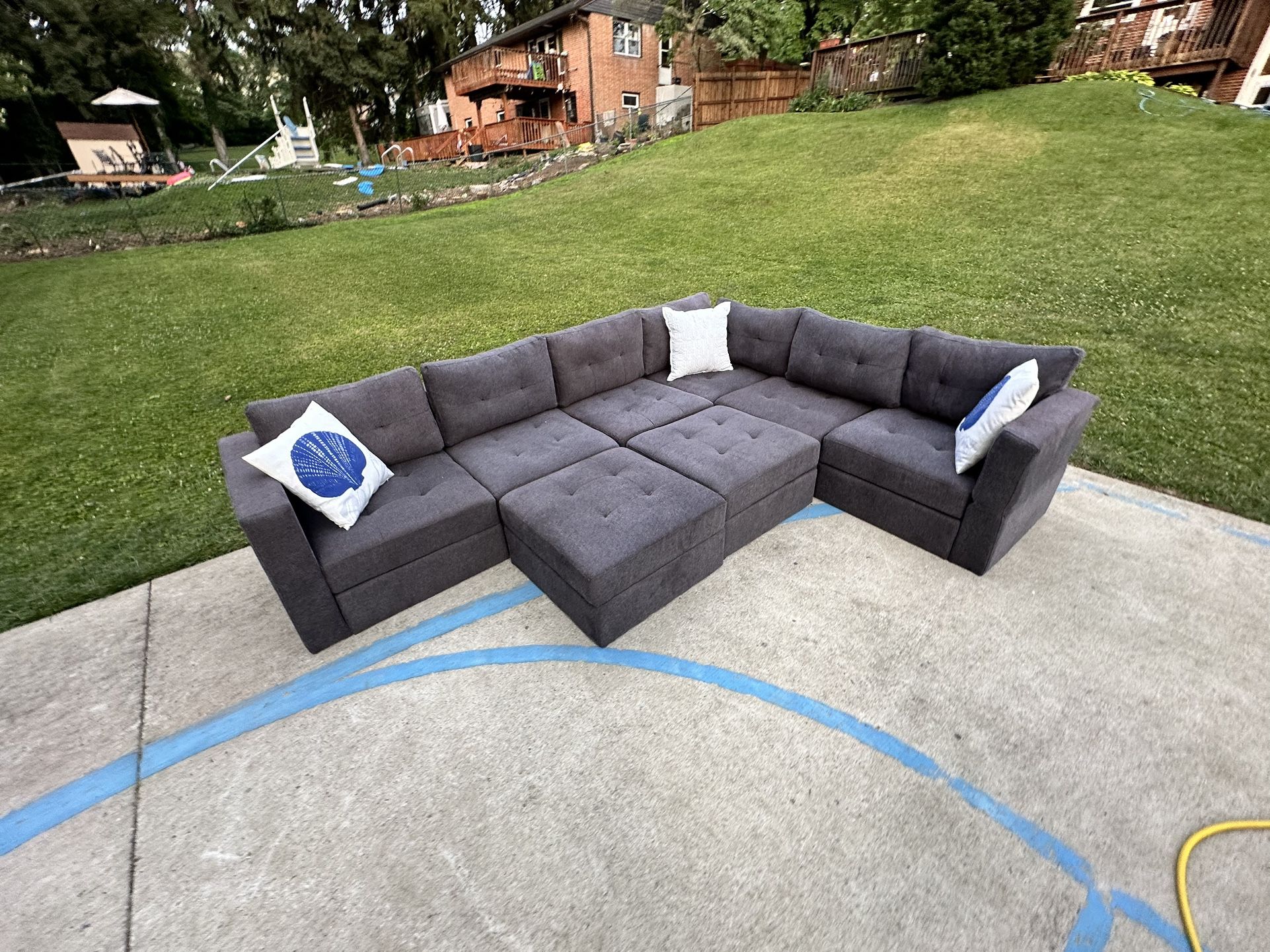 Grey Modular Sectional Sofa Couch Bellfin