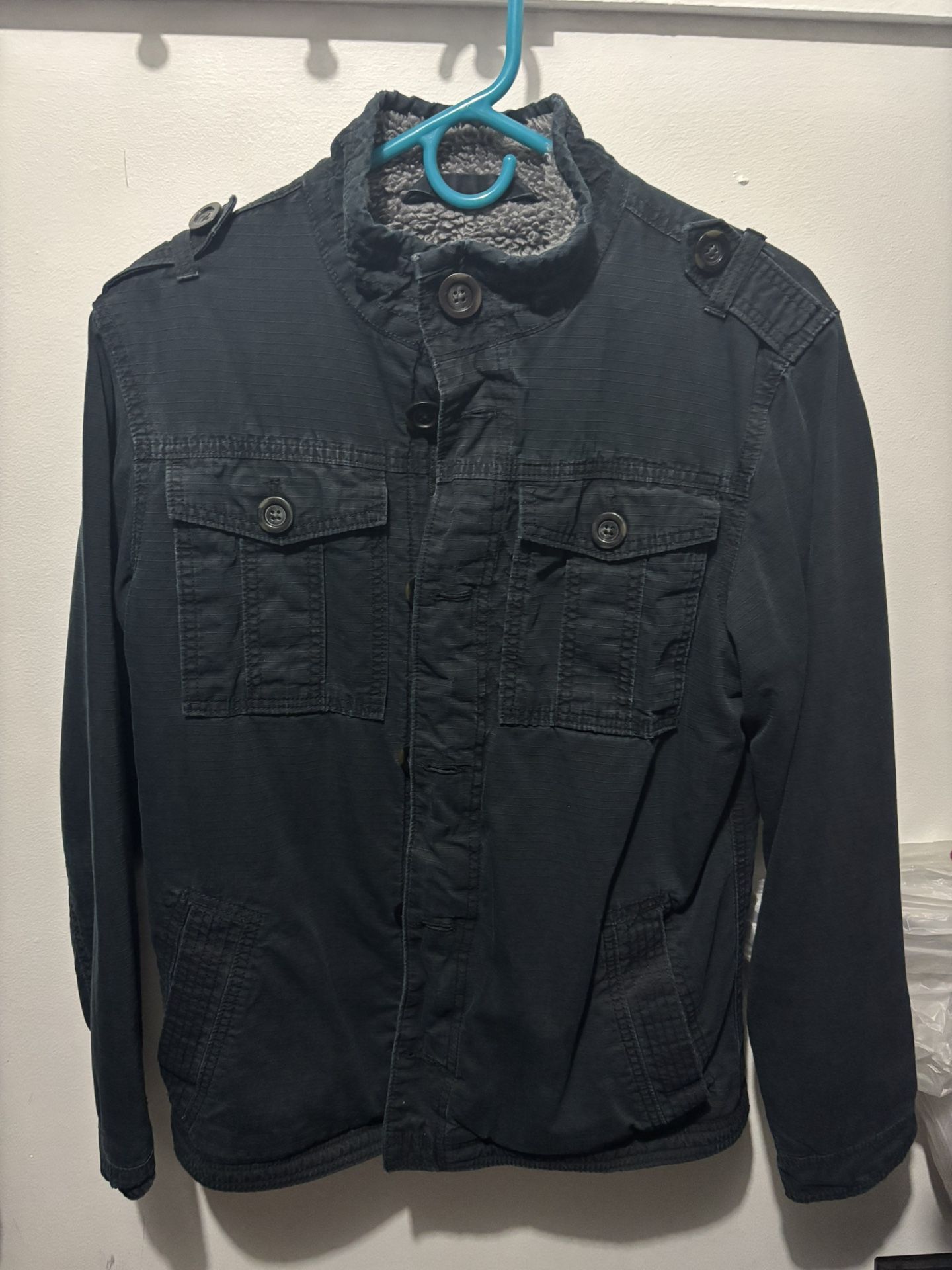 Old Navy Black Vintage Military Jacket Small Mens
