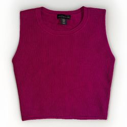 House of Harlow 1960 Luxe Essentials Magenta Sleeveless Crop Top for Women M 