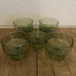 Vintage Green Glass Dessert Cups